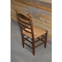 thumb-Oud eiken knopstoel met biezen mat-4