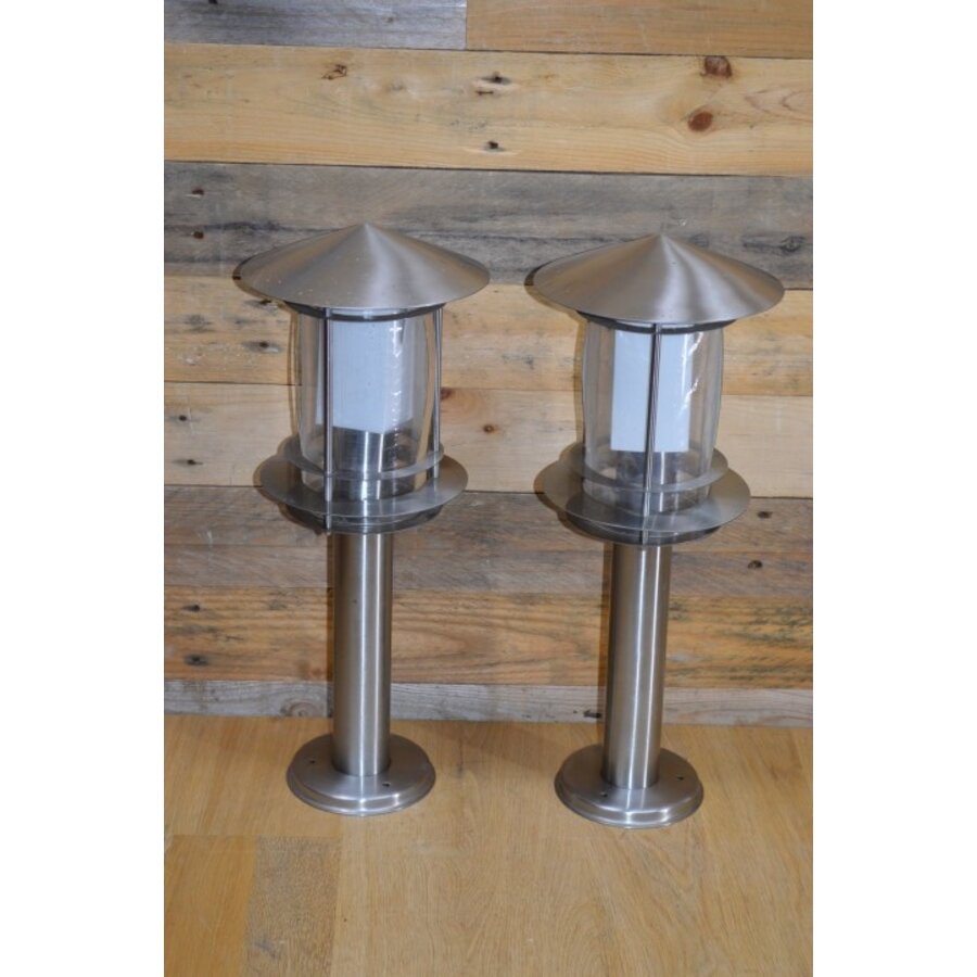 RVS buitenlampen set van 2 op voet – tuinlampen / lantaarns-1