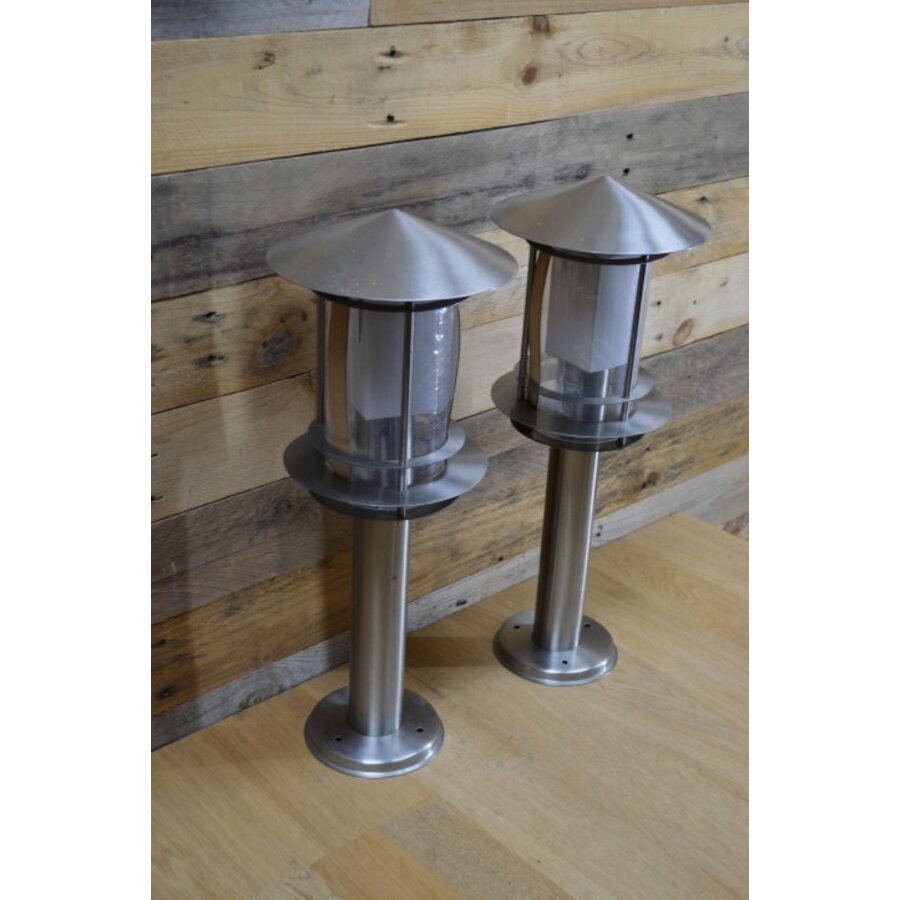 RVS buitenlampen set van 2 op voet – tuinlampen / lantaarns-2