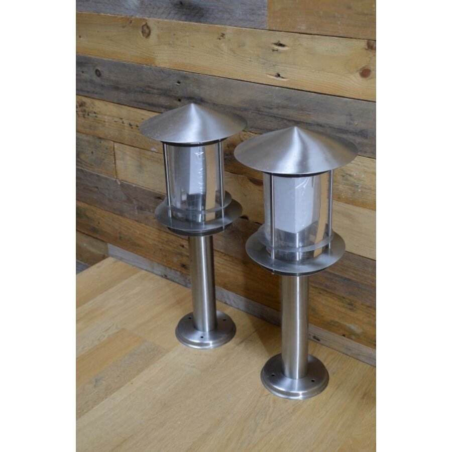 RVS buitenlampen set van 2 op voet – tuinlampen / lantaarns-3