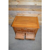 thumb-Massiek eiken kastje blank  met klep en laden-3