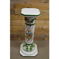 thumb-Porseleinen piëdestal met bloemenmotief – decoratieve zuil / jardinière-5