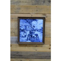 thumb-Klompenmaker op 4 Mosa Holland Delft tegels in eiken lijst – vintage-1