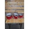 LoodsVol, Tweedehands Kerstmanden set van 3 gebreid rood met rendieren en bont rand