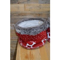 thumb-Kerstmanden set van 3 gebreid rood met rendieren en bont rand-3