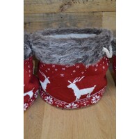 thumb-Kerstmanden set van 3 gebreid rood met rendieren en bont rand-4