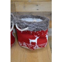 thumb-Kerstmanden set van 3 gebreid rood met rendieren en bont rand-5