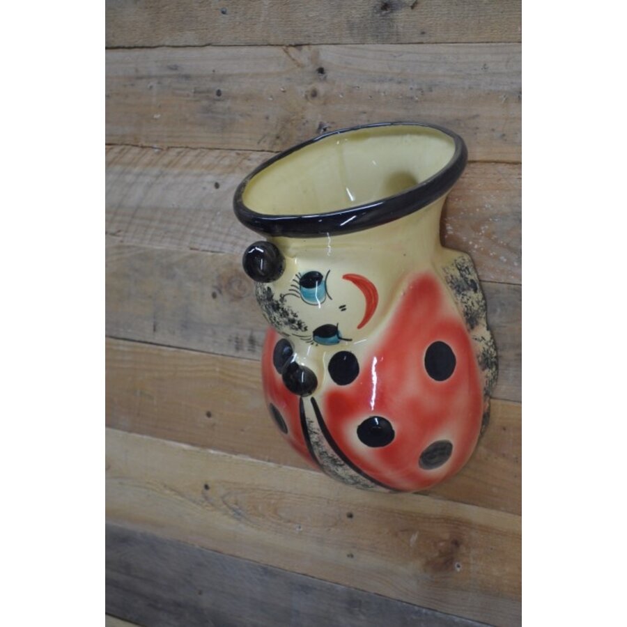 Vintage wand bloempot lieveheersbeestje-1