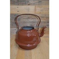 thumb-Emaille waterketel bruin retro-1