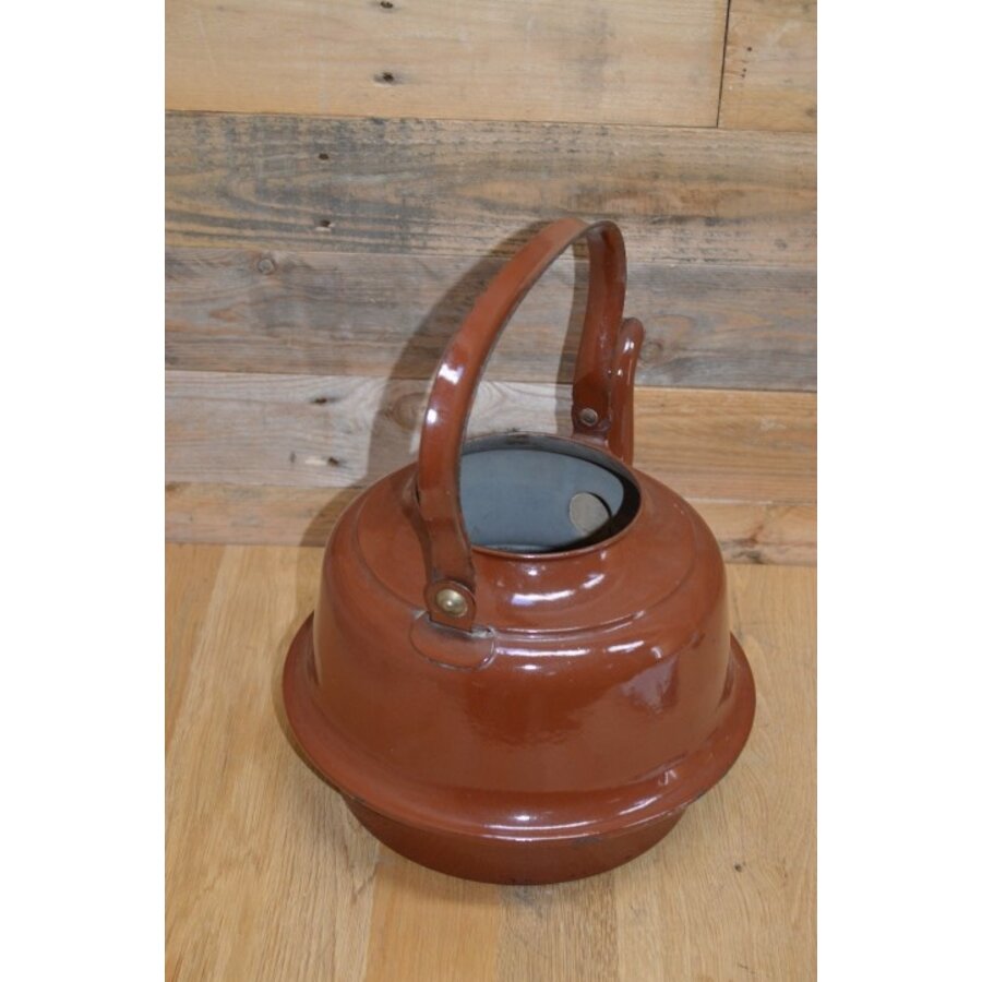 Emaille waterketel bruin retro-2