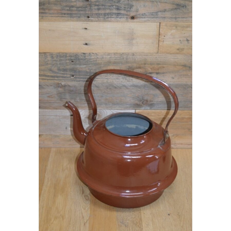 Emaille waterketel bruin retro-3