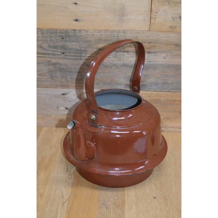 Emaille waterketel bruin retro-4