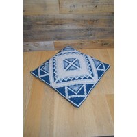 thumb-Blauw vintage sierkussen mozaïek-3