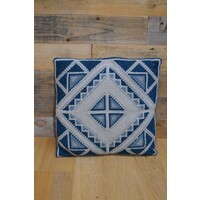 thumb-Blauw vintage sierkussen mozaïek-1