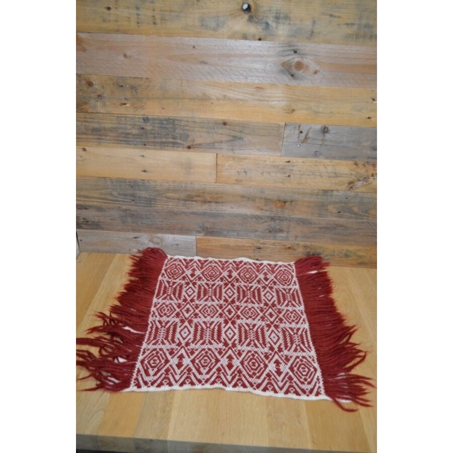 Vintage kleedje rood wit handgeweven-1