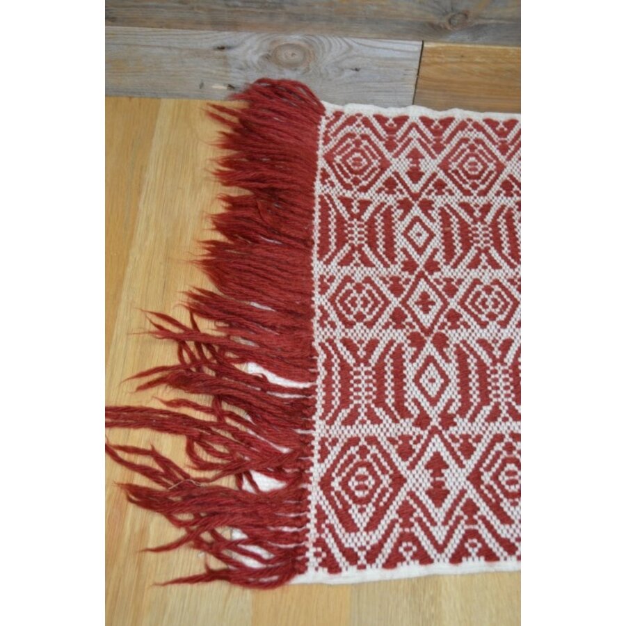 Vintage kleedje rood wit handgeweven-4