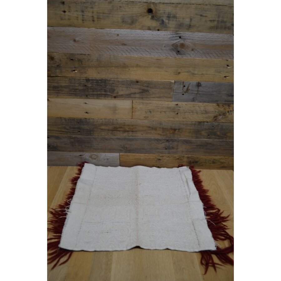 Vintage kleedje rood wit handgeweven-5