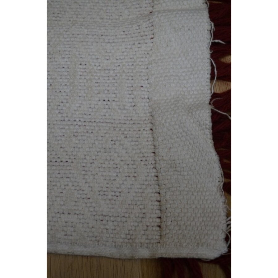 Vintage kleedje rood wit handgeweven-6