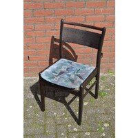 thumb-Retro keukenstoelen teakhout blauw velours set 4-5