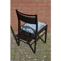 thumb-Retro keukenstoelen teakhout blauw velours set 4-6