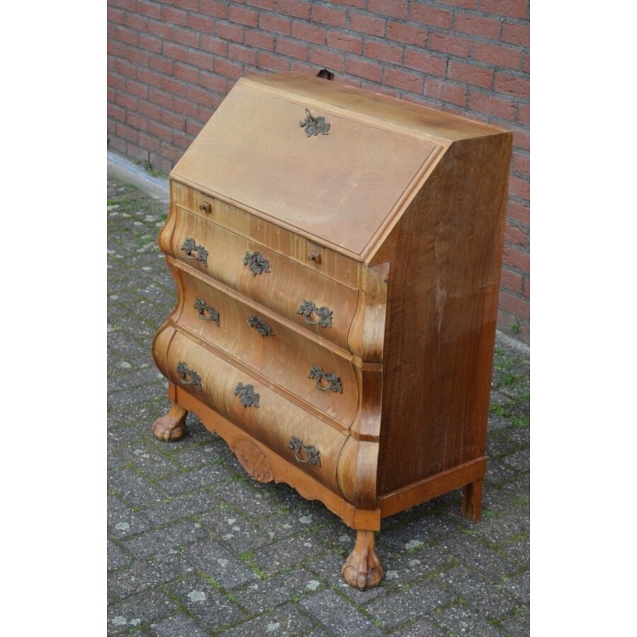 Barok klepsecretaire eiken fineer op klauwpoten-3