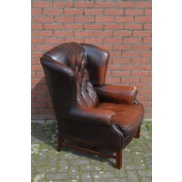 thumb-Retro Chesterfield armstoel van donkerbruin leer-6