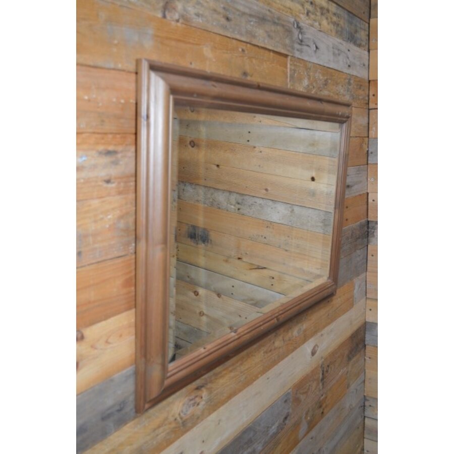 Grenenhouten lijst met facet geslepen spiegel-1