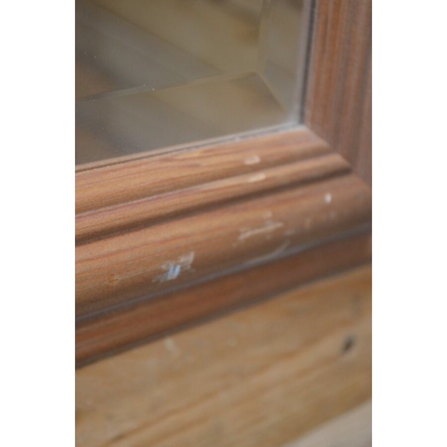 Facet geslepen spiegel met grenen houten lijst-5