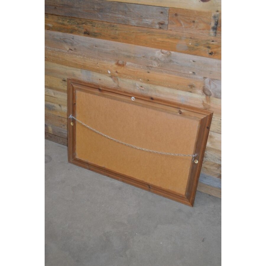 Grenenhouten lijst met facet geslepen spiegel-6