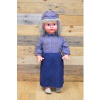 thumb-Vintage kunststof speelpop meisje met blauwe rok-1