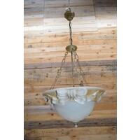 thumb-Art Deco stijl plafondlamp met melkglas en gips-1