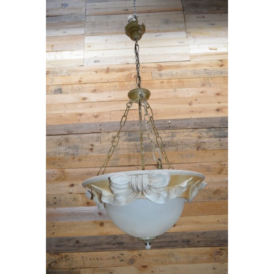 Art Deco stijl plafondlamp met melkglas en gips-1