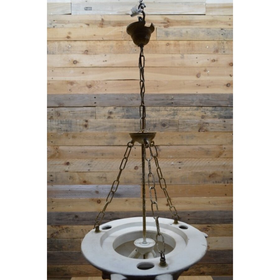 Art Deco stijl plafondlamp met melkglas en gips-3