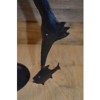 thumb-Handgemaakte metalen reiger met vis India-2