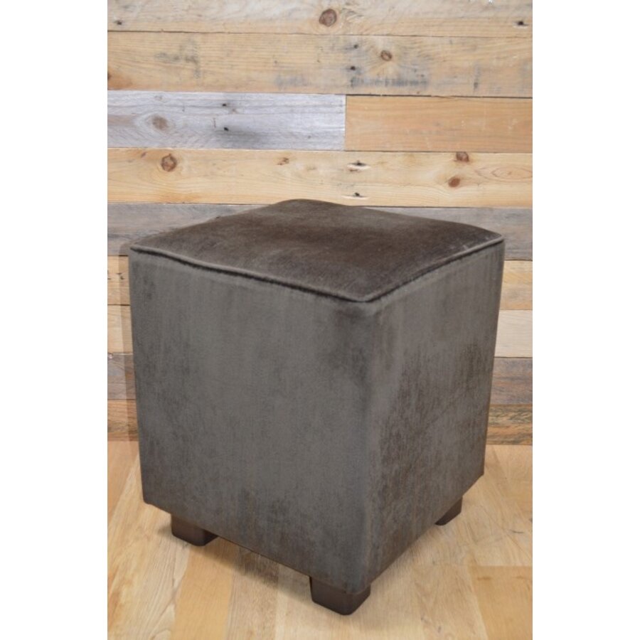 Bruine zithocker met houten pootjes-1