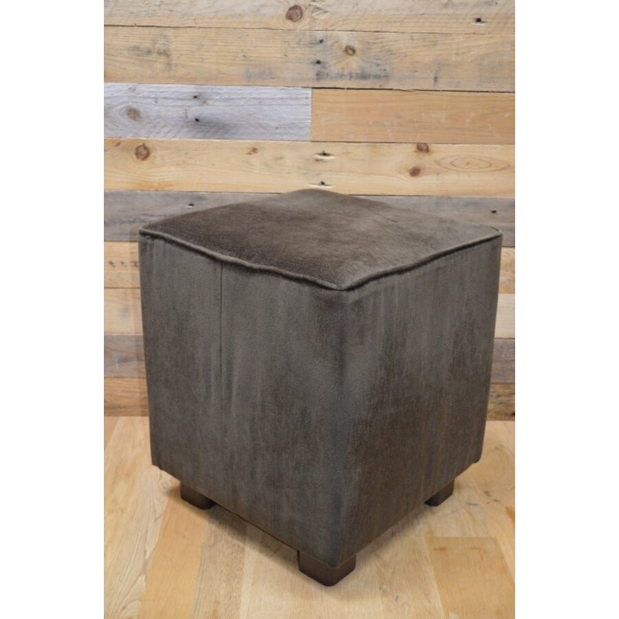 Bruine zithocker met houten pootjes-3