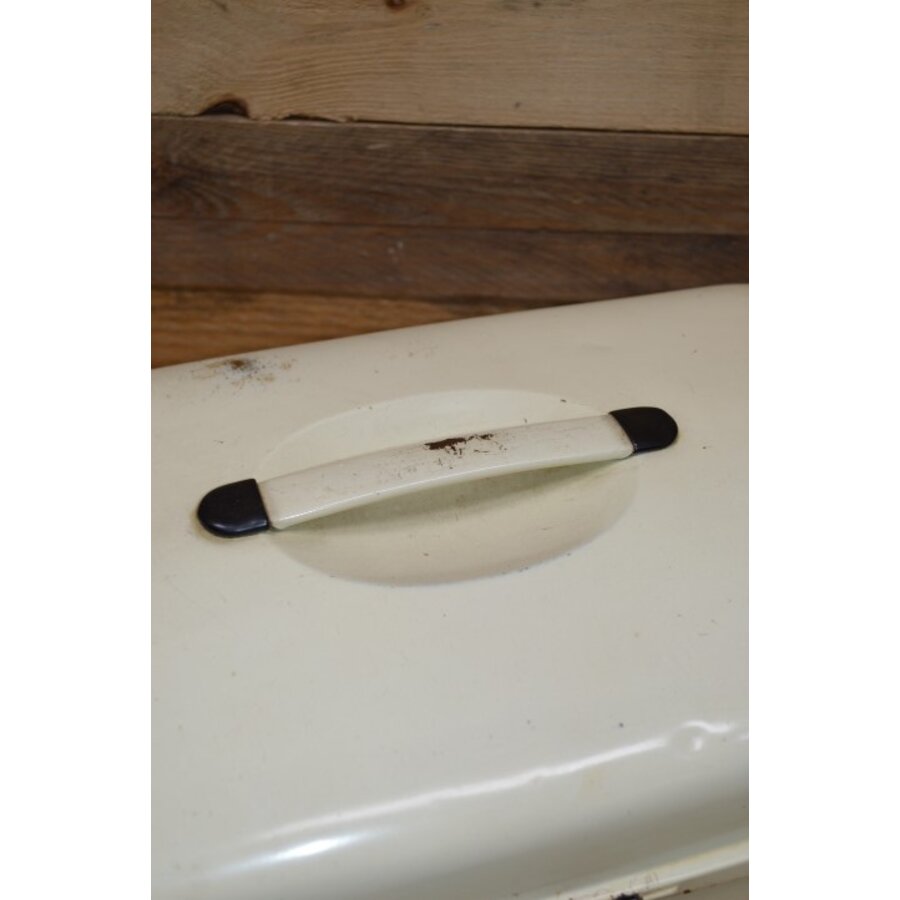 Crème emaille broodtrommel met handgreep-3