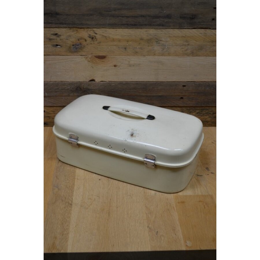 Crème emaille broodtrommel met handgreep-4