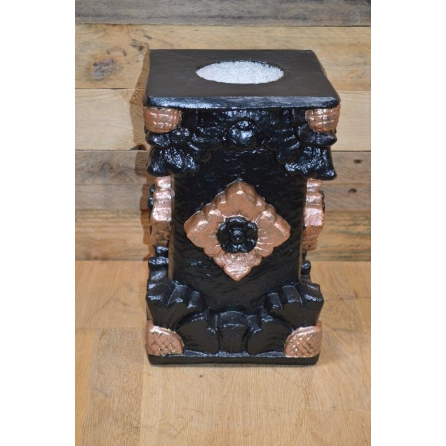 Betonnen zuil zwart met oud brons – pilaar of sokkel voor plant of beeld-2