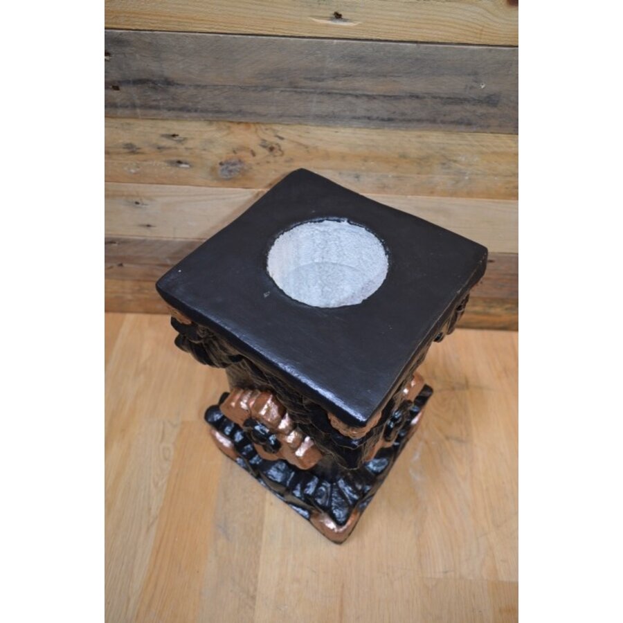 Betonnen zuil zwart met oud brons – pilaar of sokkel voor plant of beeld-5