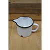 LoodsVol, Tweedehands Emaille maatbeker 1 liter wit blauw