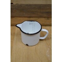 thumb-Emaille maatbeker 1 liter wit blauw-1