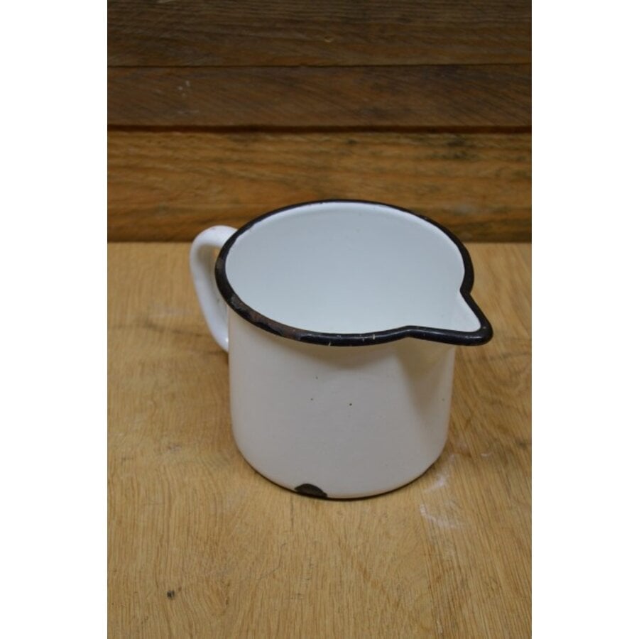 Emaille maatbeker 1 liter wit blauw-4