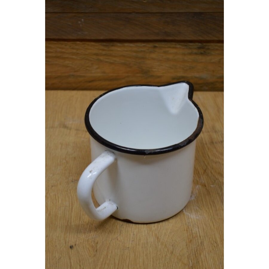 Emaille maatbeker 1 liter wit blauw-5