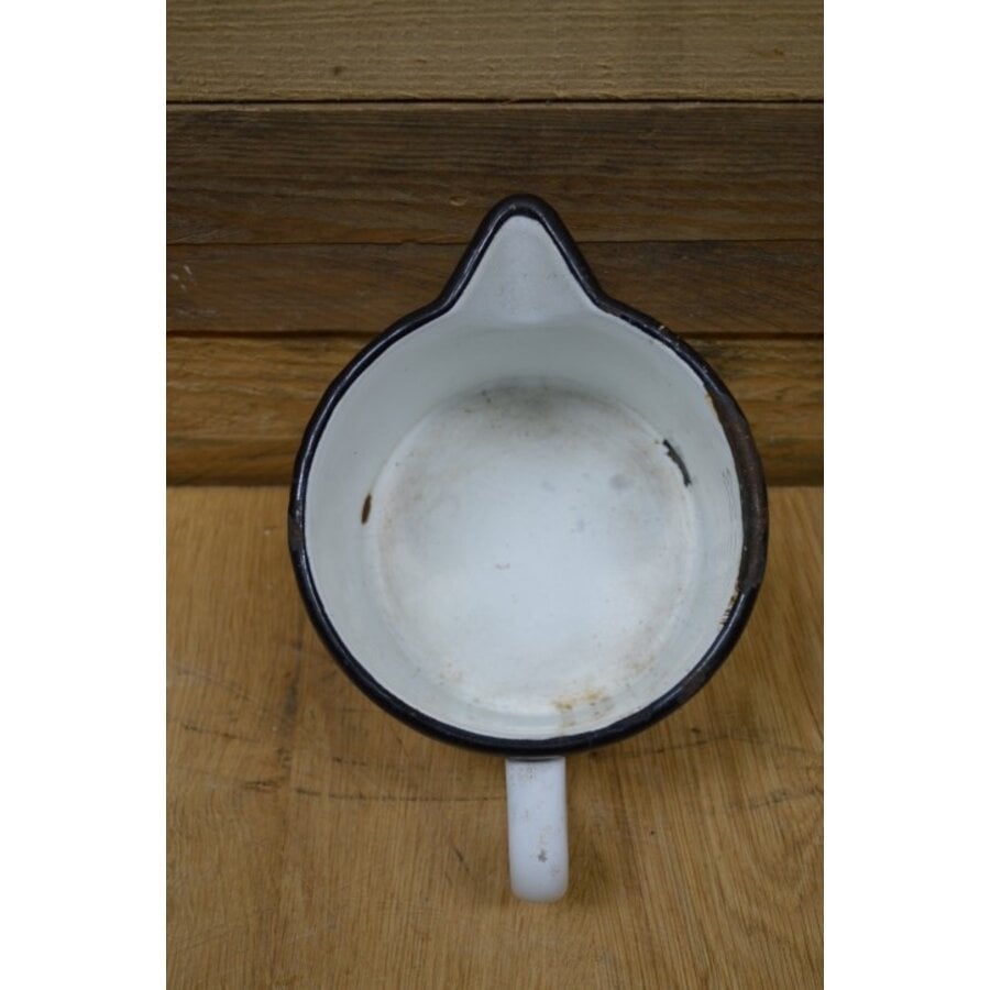 Emaille maatbeker 1 liter wit blauw-7