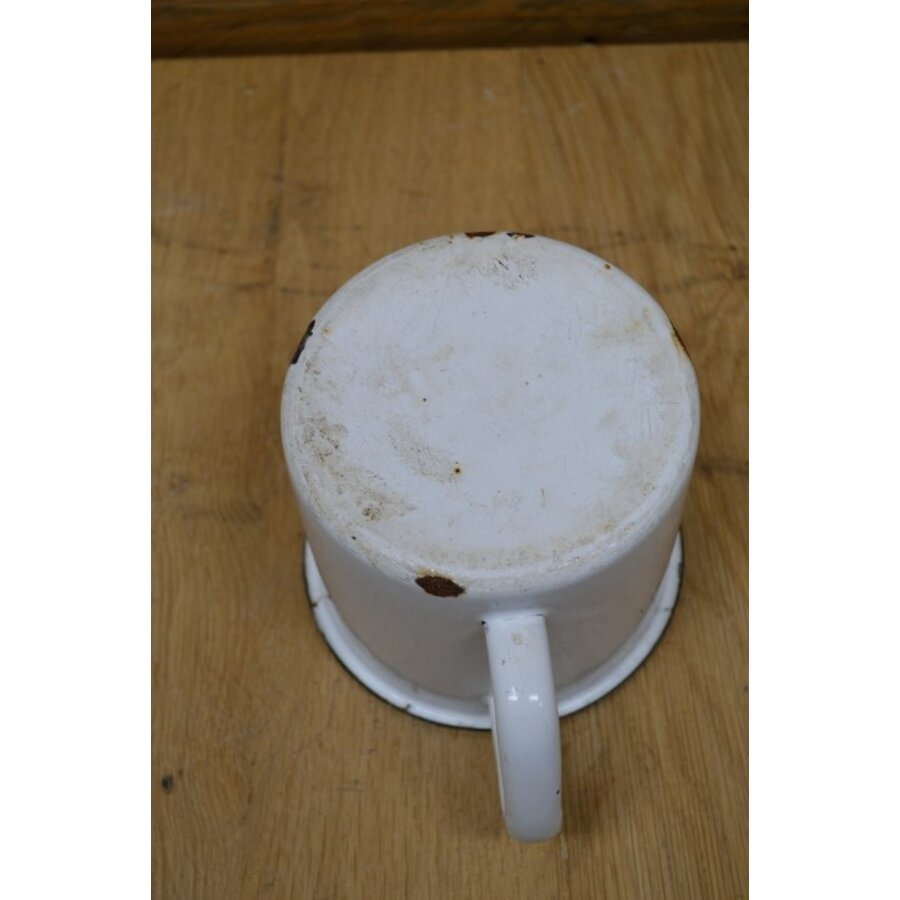 Emaille maatbeker 1 liter wit blauw-8