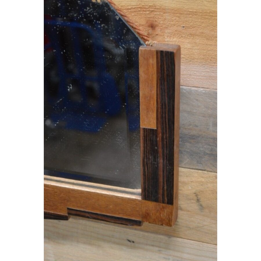 Art Deco facet geslepen spiegel eiken-4