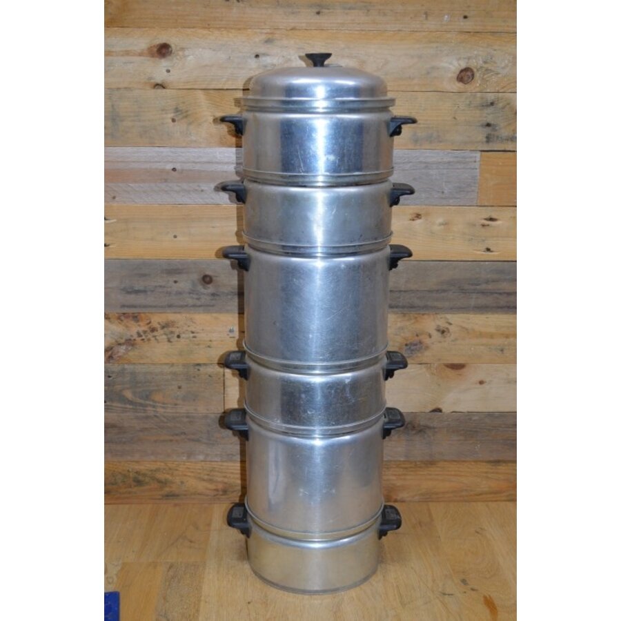 Vintage Fluks stoompannenset van aluminium-1
