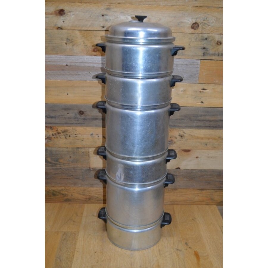 Vintage Fluks stoompannenset van aluminium-4