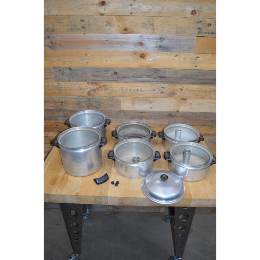 Vintage Fluks stoompannenset van aluminium-6